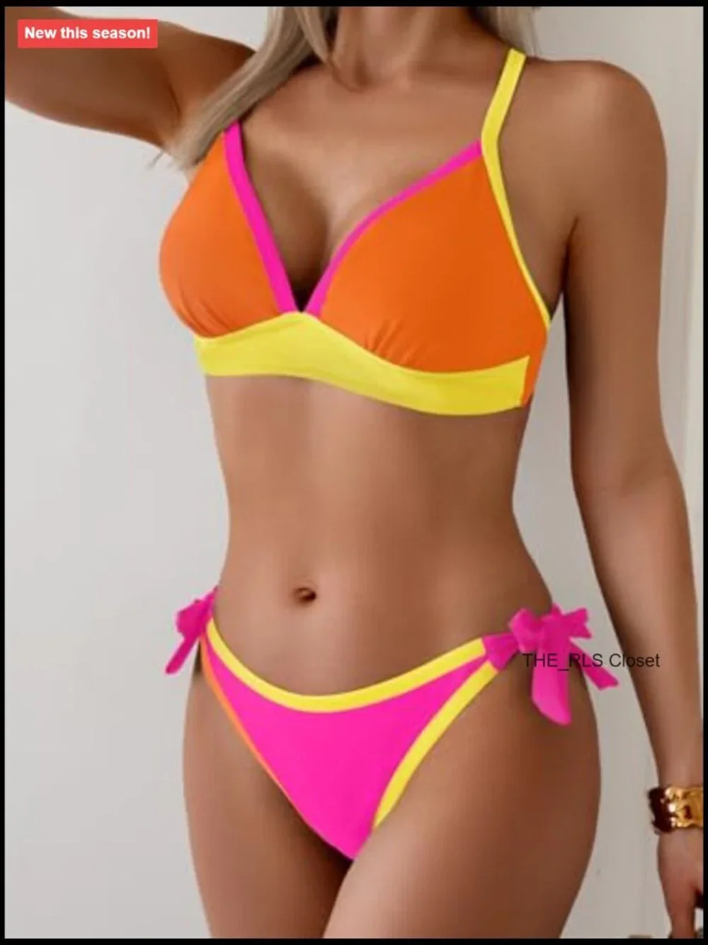 Sexy V Neck Criss Cross Bikini Set Tie Side Cheeky Two Piece Swimsuits